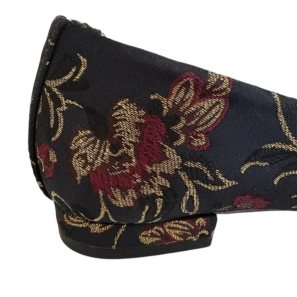 Antonio Melani Leather Satin Metallic Tapestry Brocade Ballet Flats Shoes